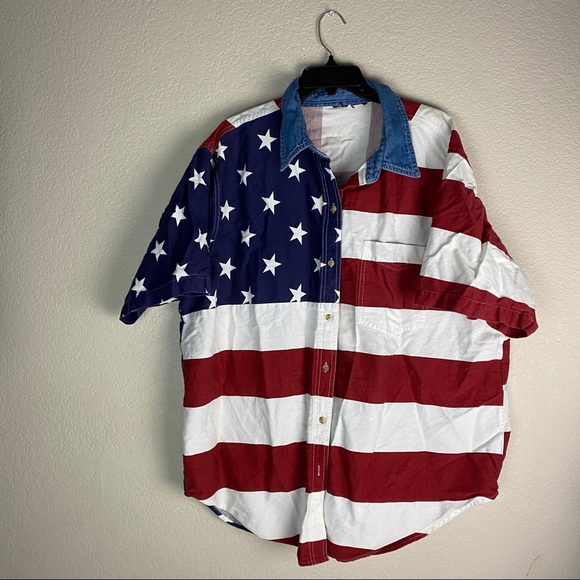 Other - American Flag Button Up Shirt Mens Vintage